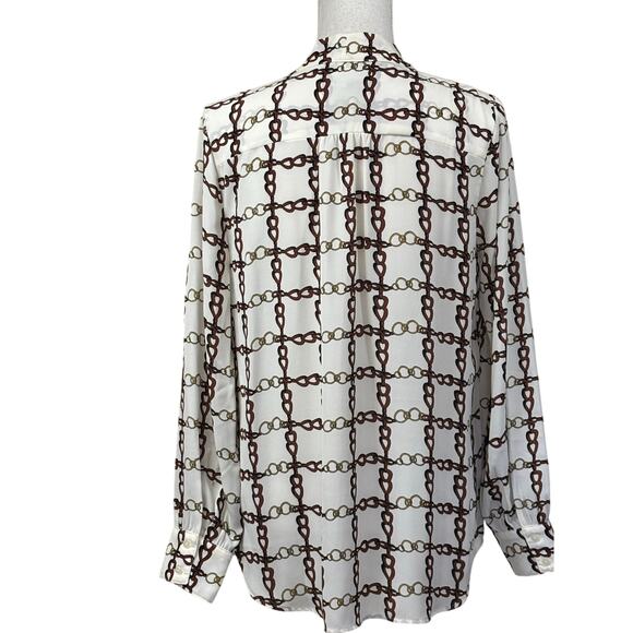 Talbots equestrian chain blouse w/bow, equestrian, elegant, classic, preppy - Picture 3 of 6